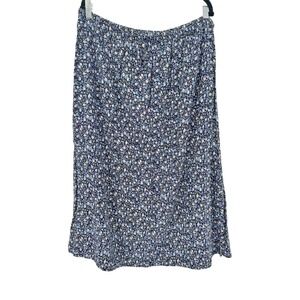 Vintage‎ Studio VTG 90s Women's Blue Floral Skirt Elastic Tie Waist plus 2X